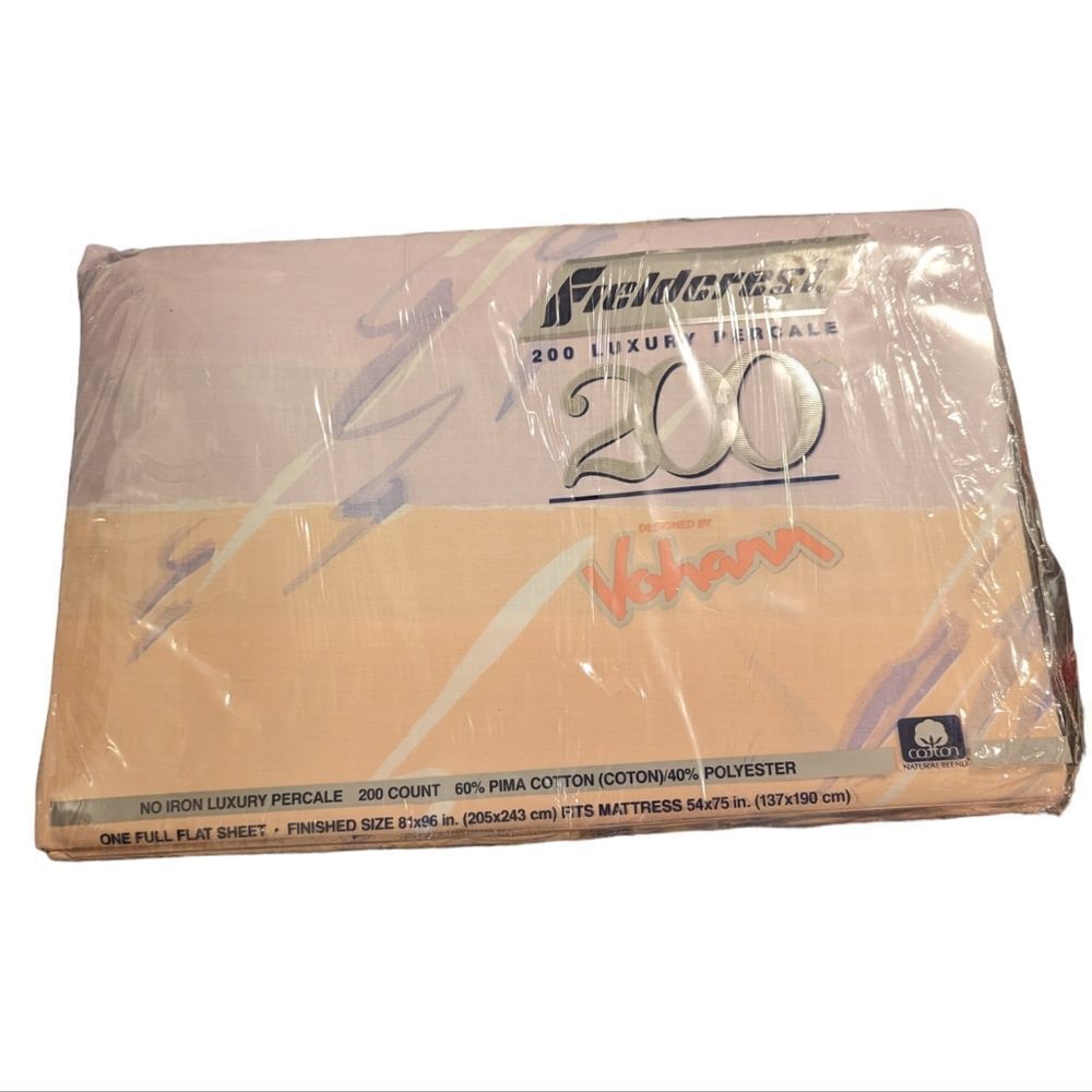 Vintage 80s Fieldcrest pastel print‎ full size flat sheet NIP